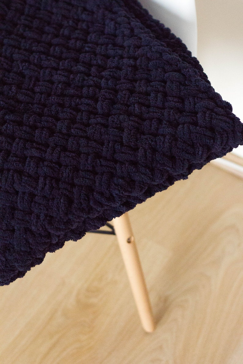 Black Chunky Knit Throw Blanket Super Soft Handknitted Etsy
