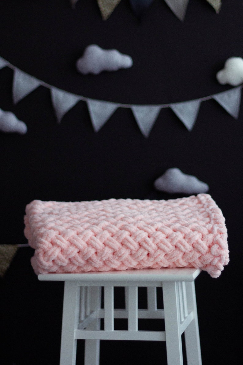 Pink Hand Knit Baby Girl Blanket Handmade Soft Powder Pink Etsy