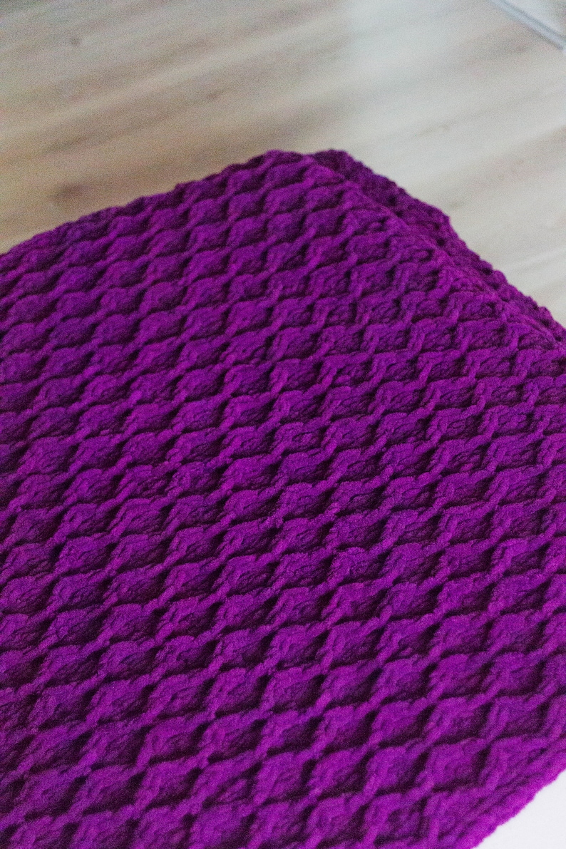 Purple Knit Blanket Queen Size Bedding Chunky Knit Blanket Etsy