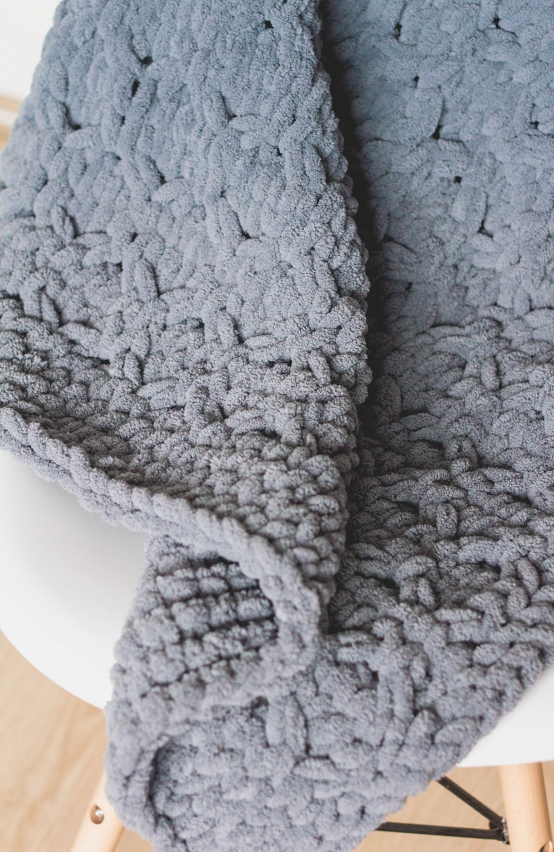 Gray Knit Baby Blanket Gray Knit Blanket Knitted Baby Etsy