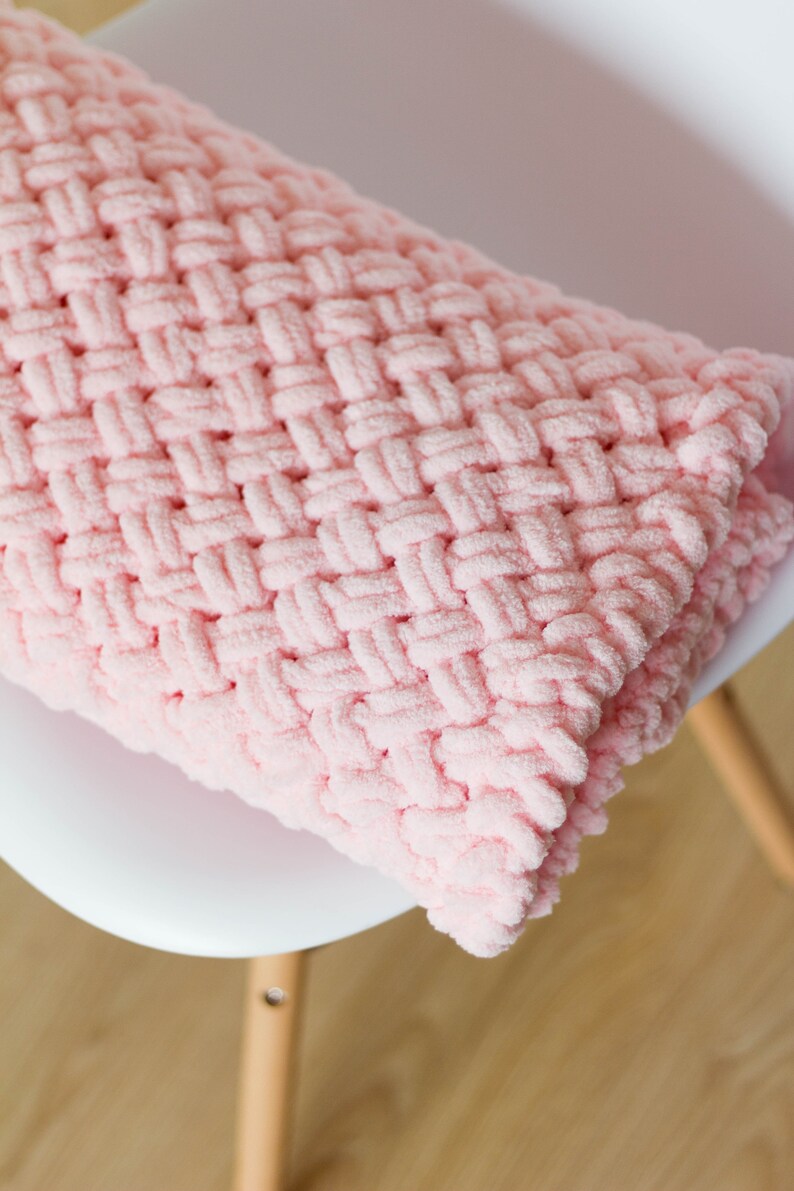 Pink Hand Knit Baby Girl Blanket Handmade Soft Powder Pink Etsy