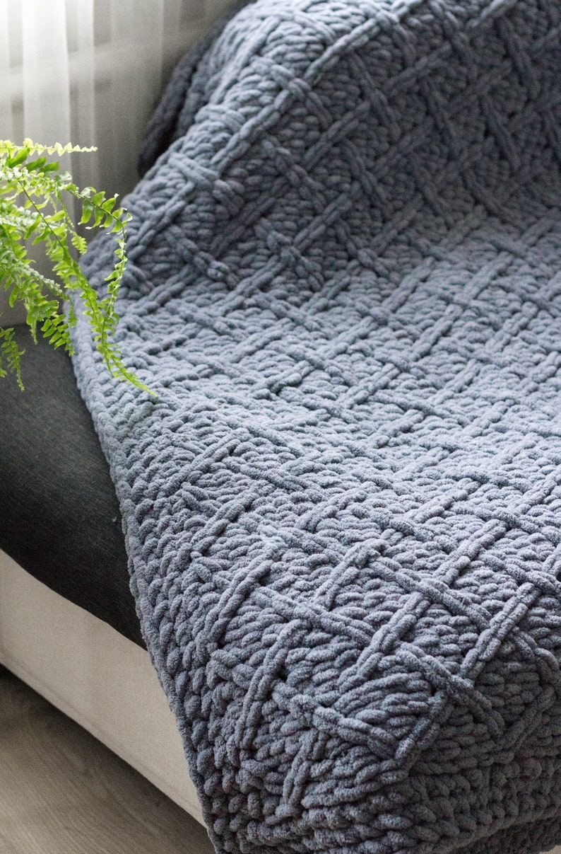 Gray Knitted Blanket Queen Size Bedding Chunky Knit Blanket Etsy