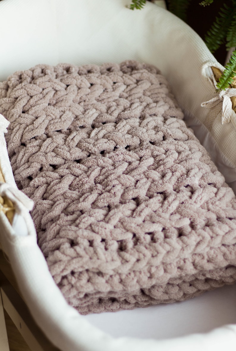Beige Chunky Knit Blanket Gender Neutral Nursery Decor Etsy