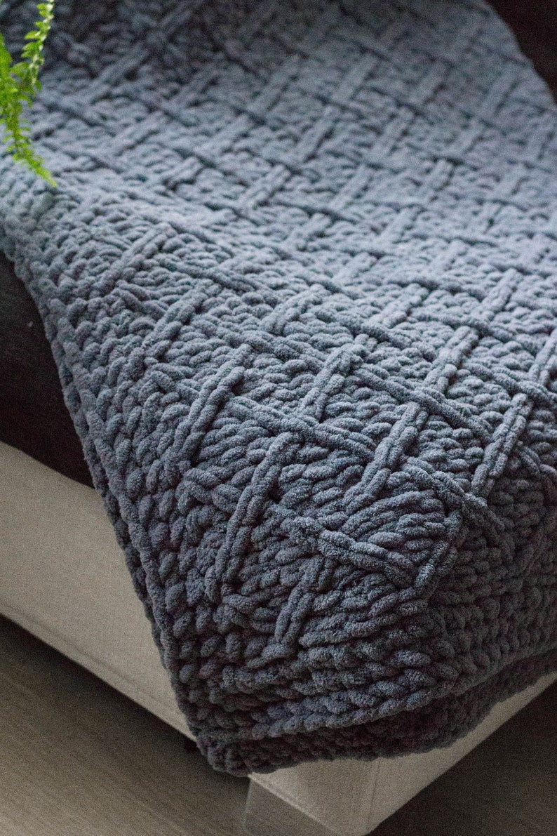 Gray Knitted Blanket Queen Size Bedding Chunky Knit Blanket Etsy
