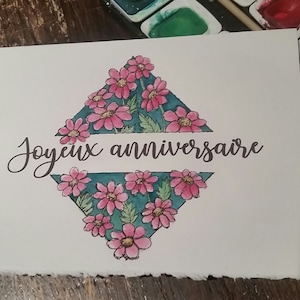 Carte anniversaire,carte voeux,carte souhait,carte fête fait main