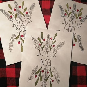 Carte de Noël lot de 3 à l'aquarelle fait main