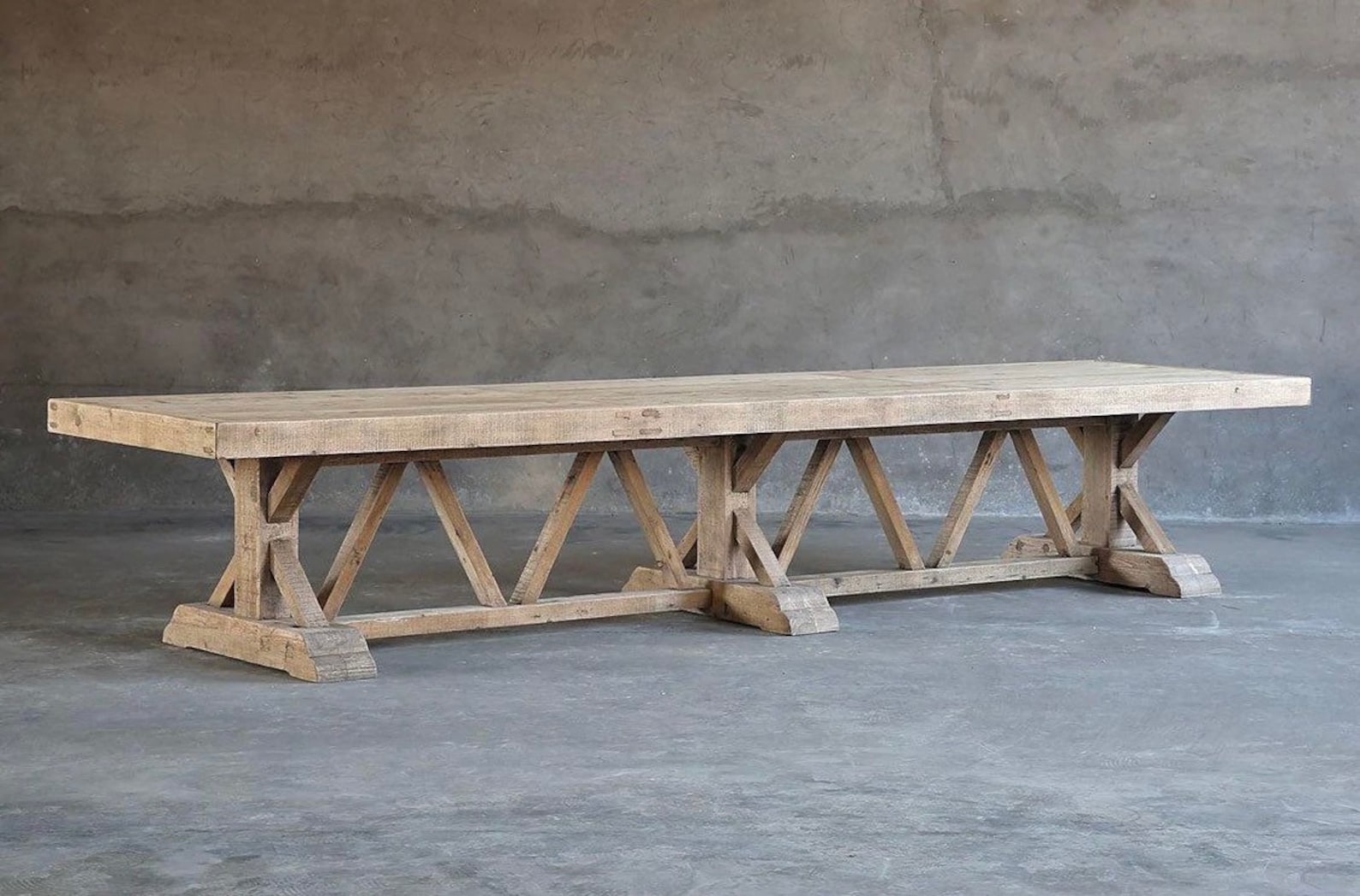 Large Rustic Alder Trestle Dining Table, Solid Wood - Etsy