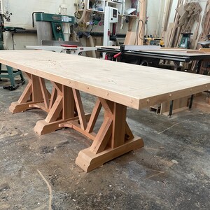 Rustic Alder Trestle Dining Table, Seats 12, Solid Wood - Etsy