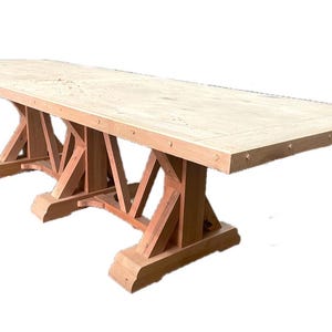Rustic Alder Trestle Dining Table, Seats 12, Solid Wood - Etsy