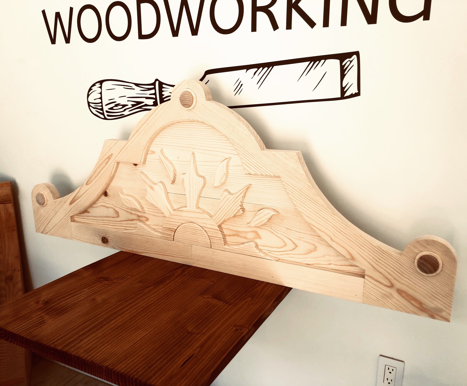 Wooden Headboard Rising Sun Theme Solid Wood Etsy