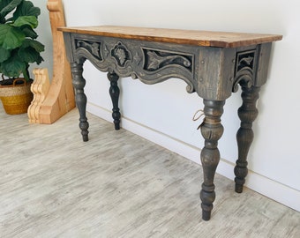 Hand Carved French Country Console Table