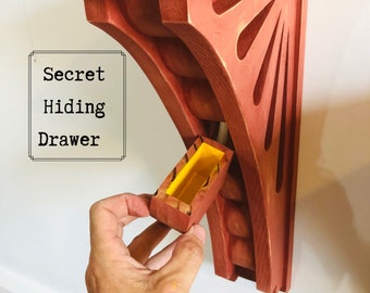 Corbeau en bois avec tiroir secret, compartiment caché