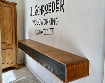 Floating Media Cabinet, Console Table, Modern Curved Cabinet