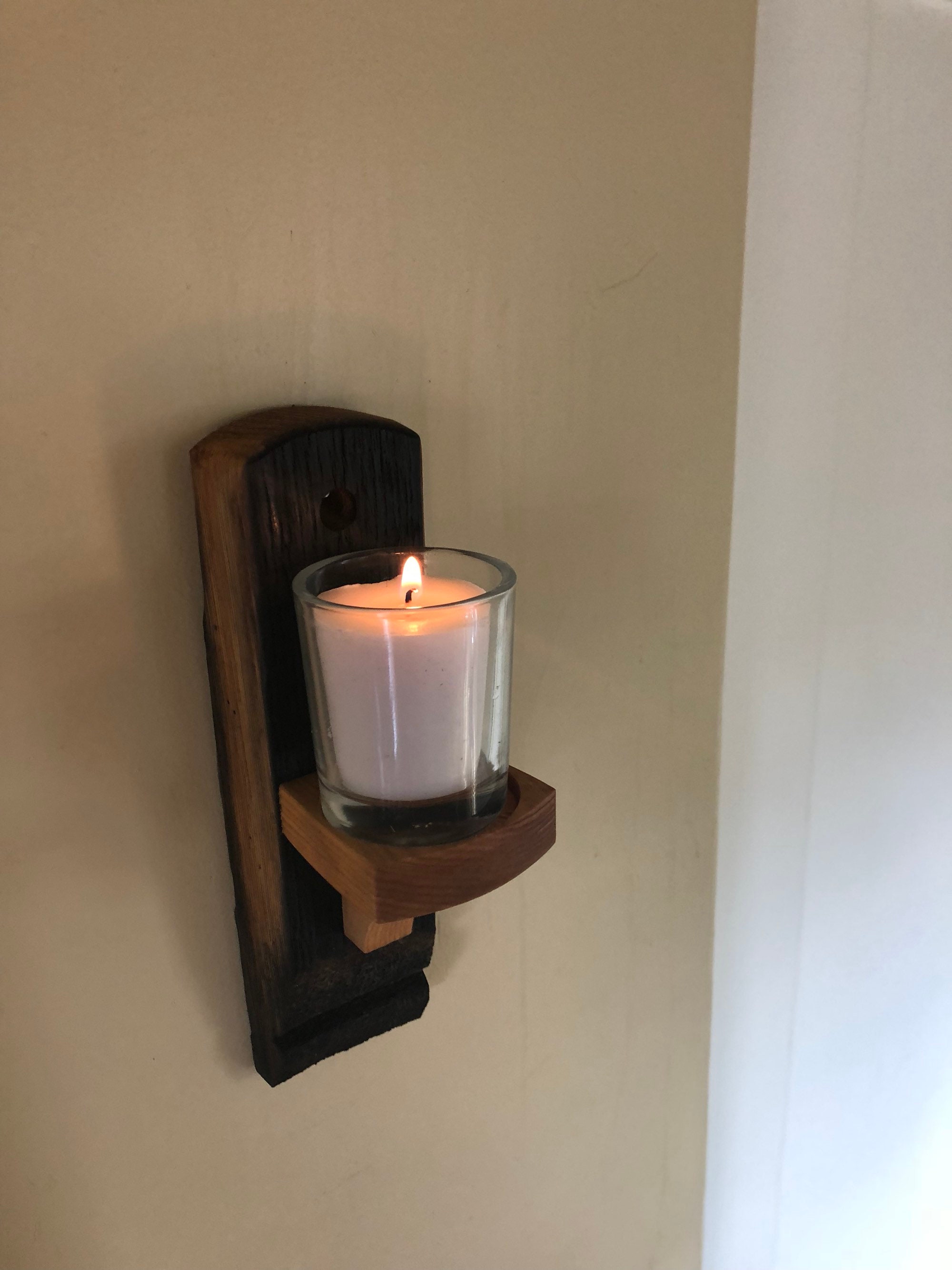 Candle holder, wall sconce, made from a wine barrel, gothic, home decor, votive holder