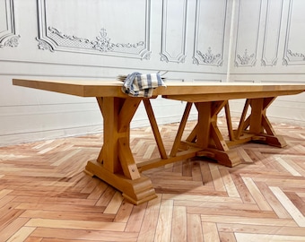 Rustic Alder Trestle Dining Table, Large Farmhouse Table