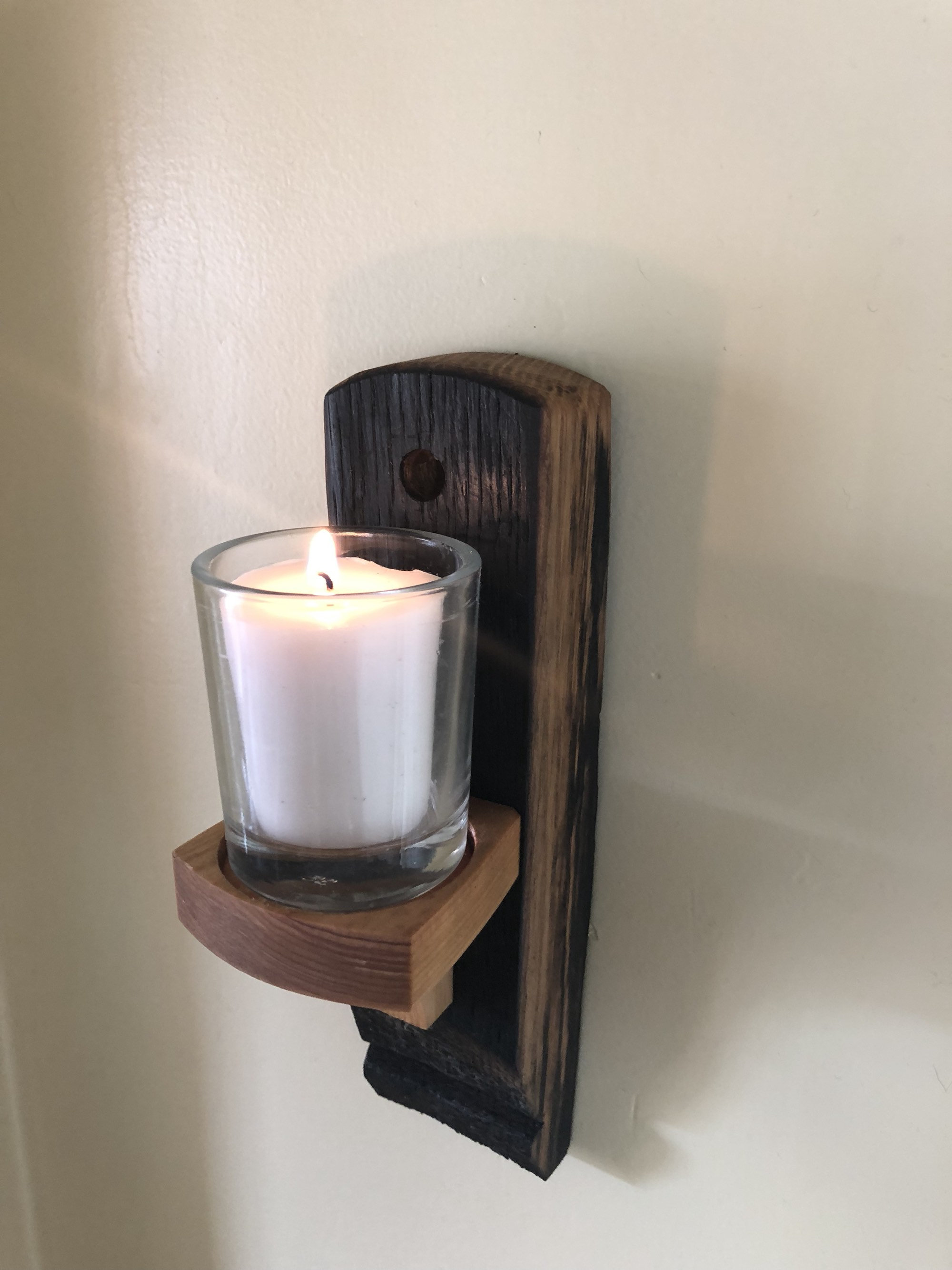 Candle holder, wall sconce, made from a wine barrel, gothic, home decor