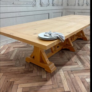 Rustic Alder Trestle Dining Table, Large Solid Wood Conference Table - Etsy