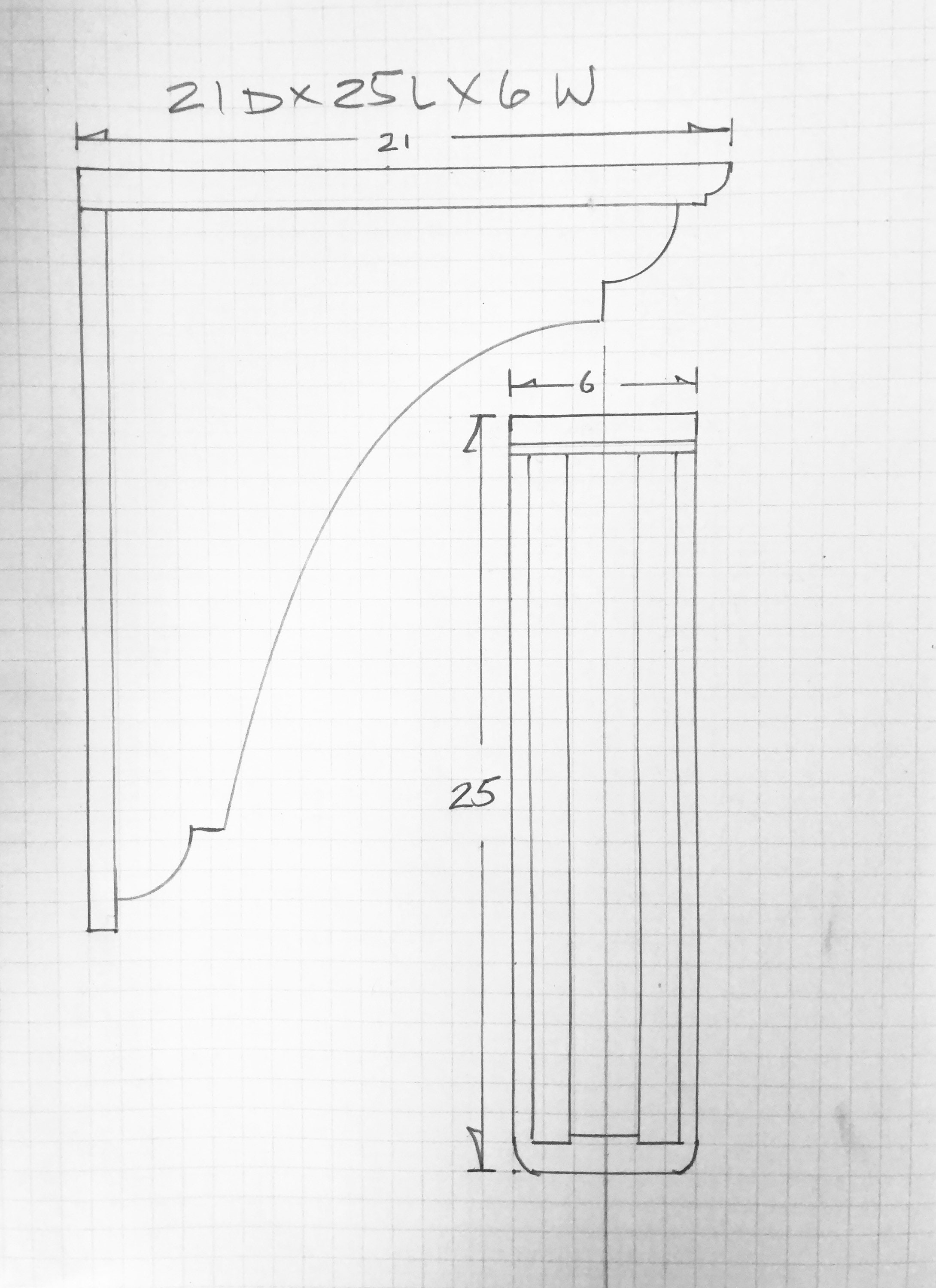 Large Corbel for a desk, side table, or counter