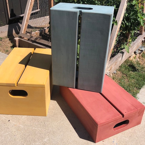 Sturdy Farm Box, Step Stool, Wood Crate, Exercise Box