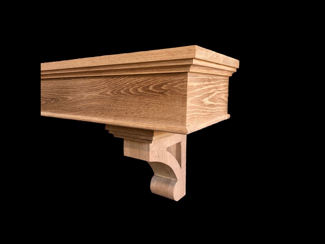 White Oak Mantel With Corbels Living Room Decor Etsy