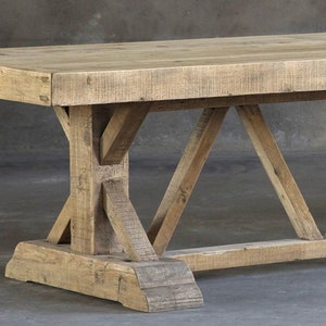 Large Rustic Alder Trestle Dining Table, Solid Wood - Etsy