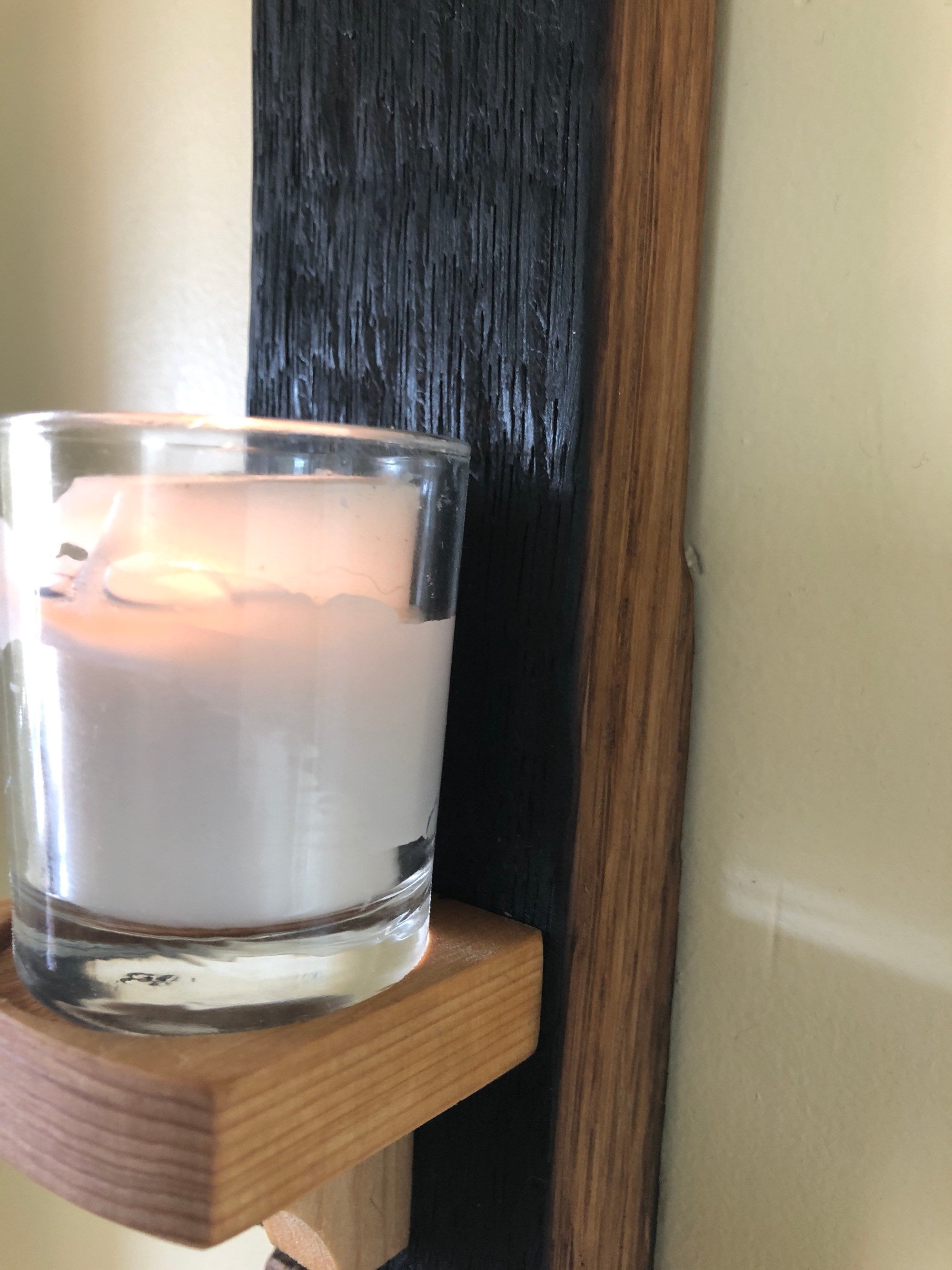 Wooden, Candle holder, wall sconce, made from a wine barrel, gothic, home decor, votive holder