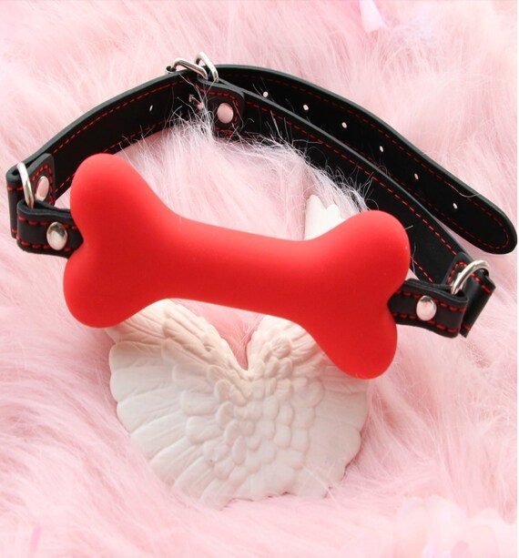 Cute Leather Dog Bone Collar Gag Mouth Plug Choker Restraint Etsy
