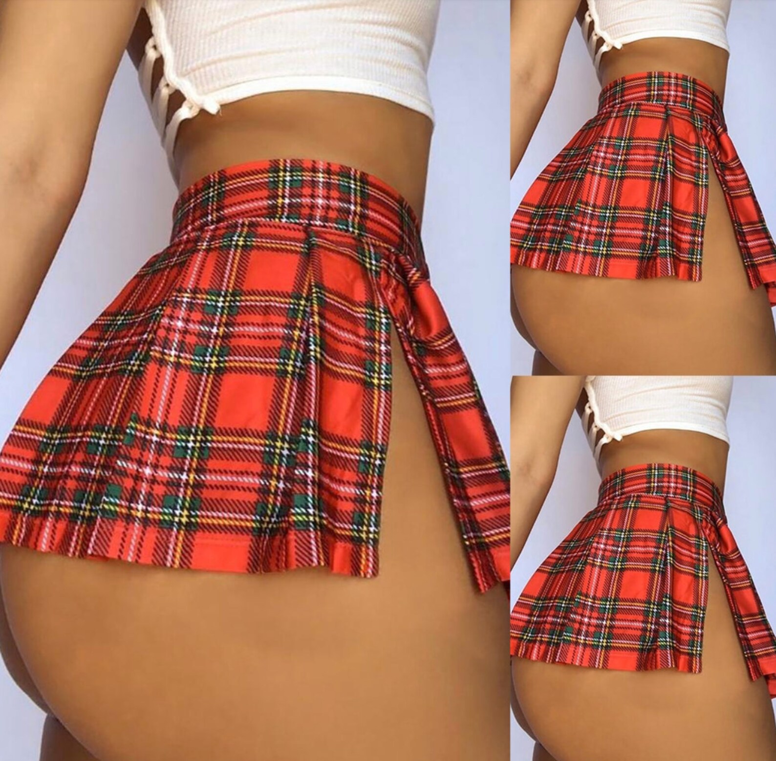 Short School Girl Skirt Plaid High Waist Micro Shorts Etsy