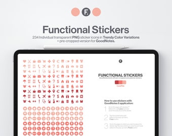 Functional Digital Stickers, Pre-cropped for GoodNotes, Individual PNG
