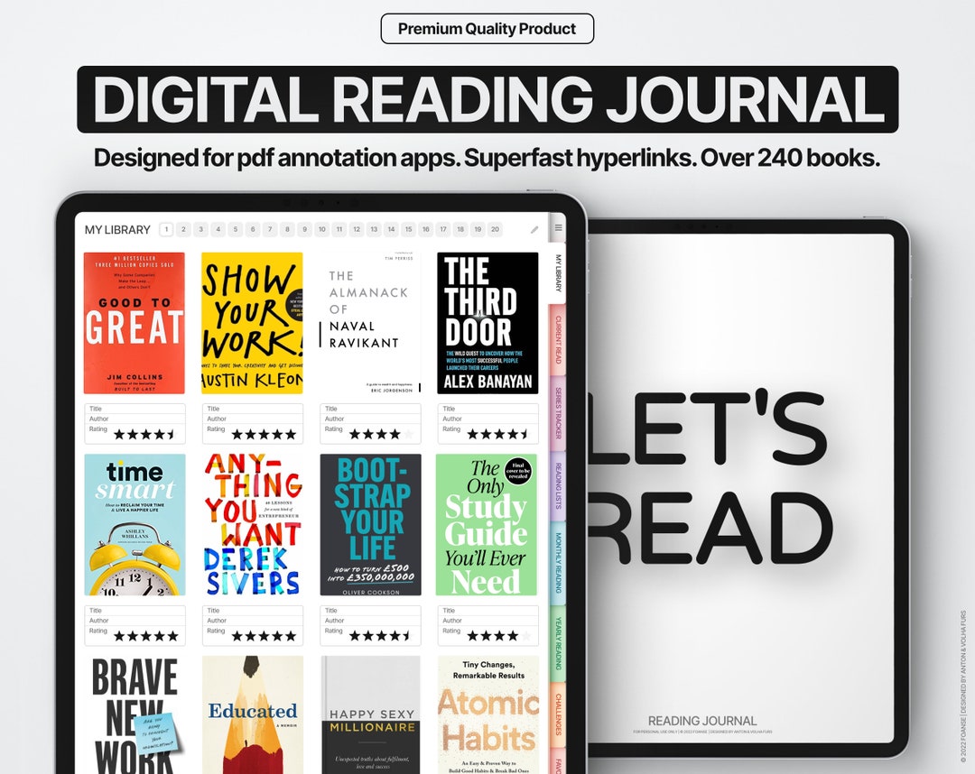 Digital Reading Journal, Reading Tracker, Goodnotes and Notability ...