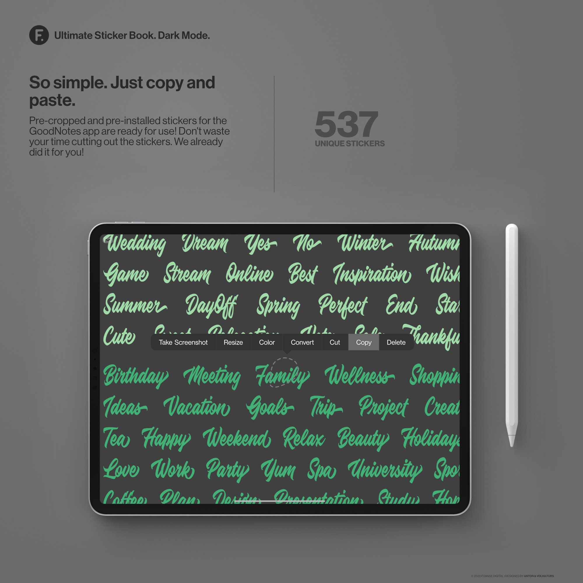 Dark Mode Digital Sticker Book With Over 500 Unique Stickers. - Etsy