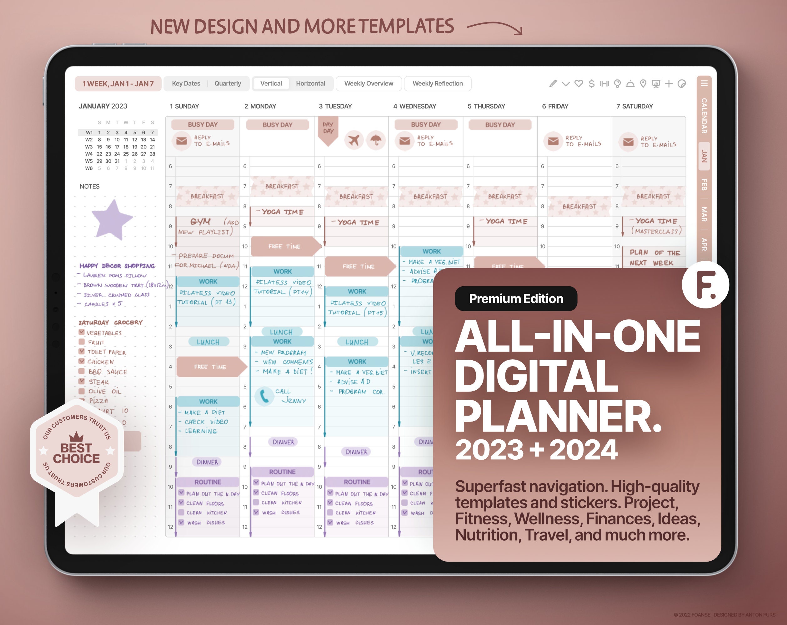 All-in-one Digital Planner 2023 2024, Goodnotes and Notability