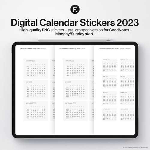 Digital Calendar Stickers 2023 Goodnotes Stickers - Etsy