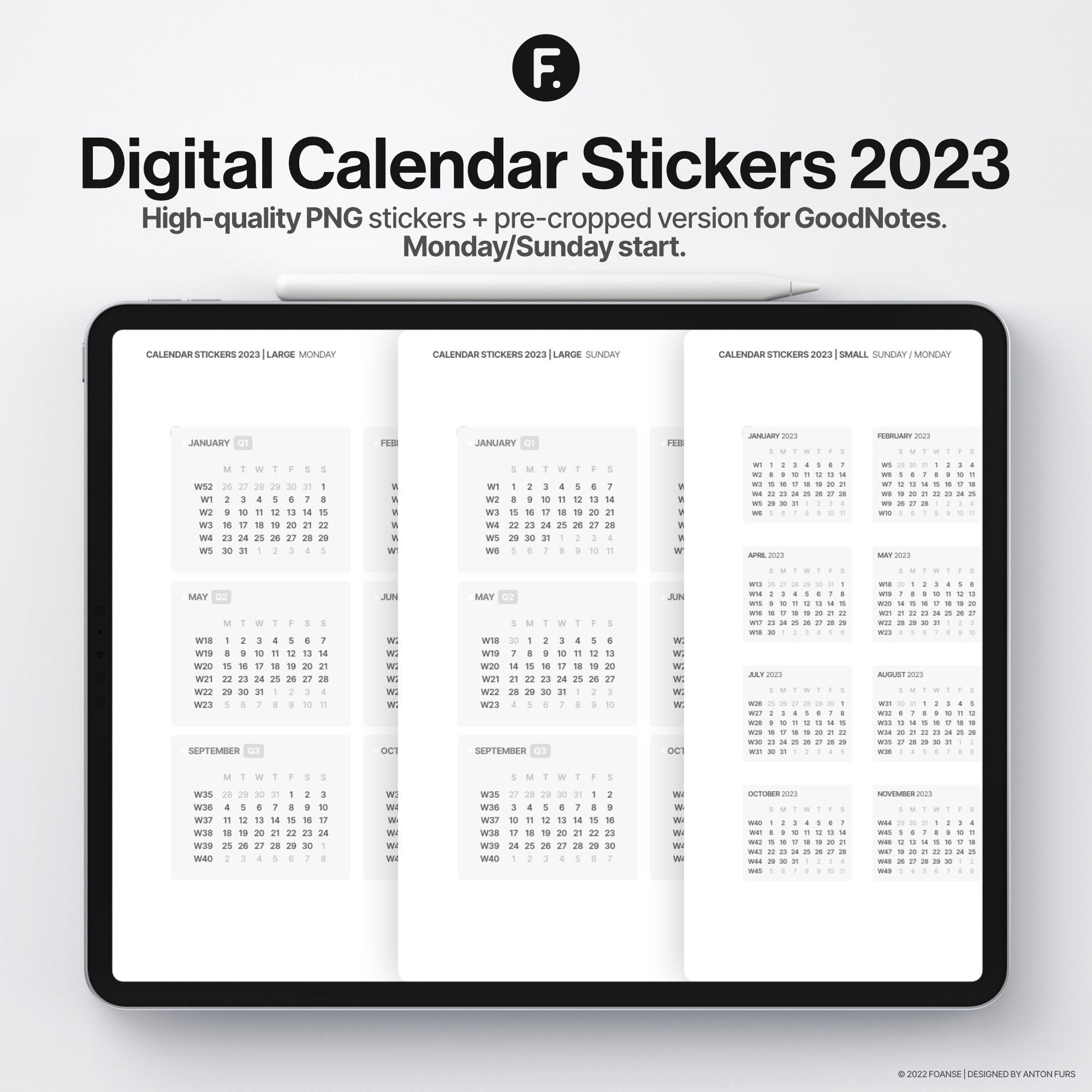 Digital Calendar Stickers for Printable Calendars
