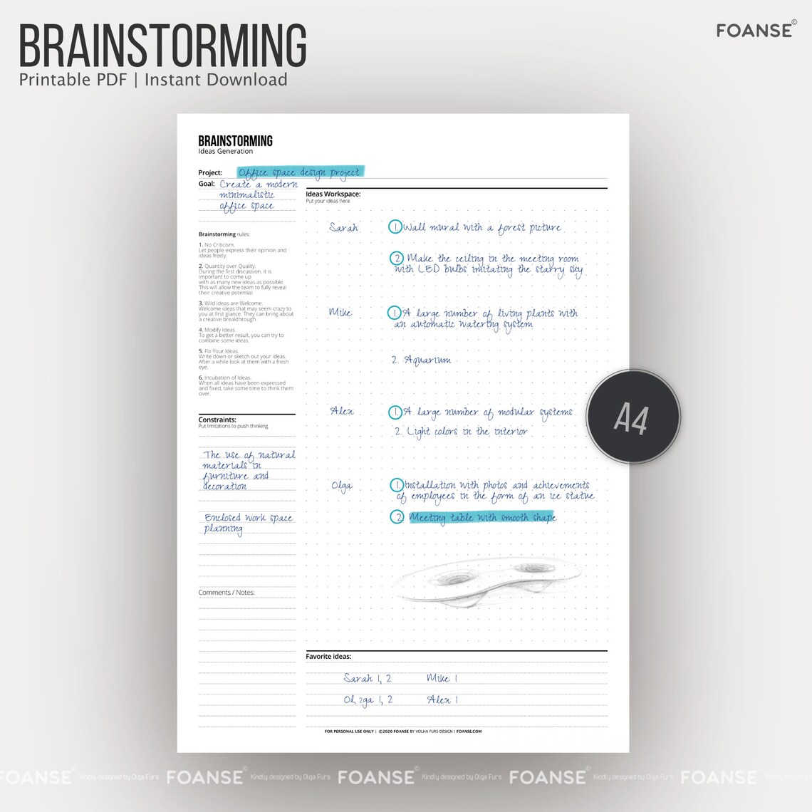 Brainstorming Planner, Idea Project Planner A4, Printable PDF - Etsy