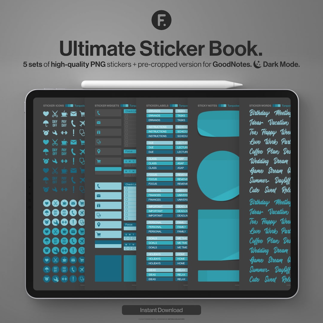 Dark Mode Digital Sticker Book With Over 500 Unique Stickers ...