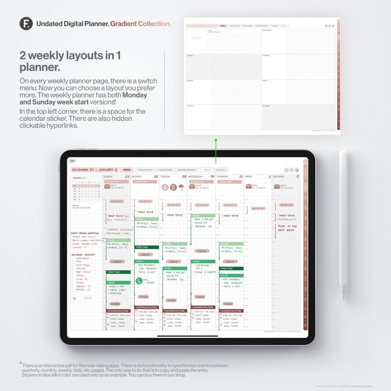Undated Digital Planner Goodnotes and Notability Templates Etsy
