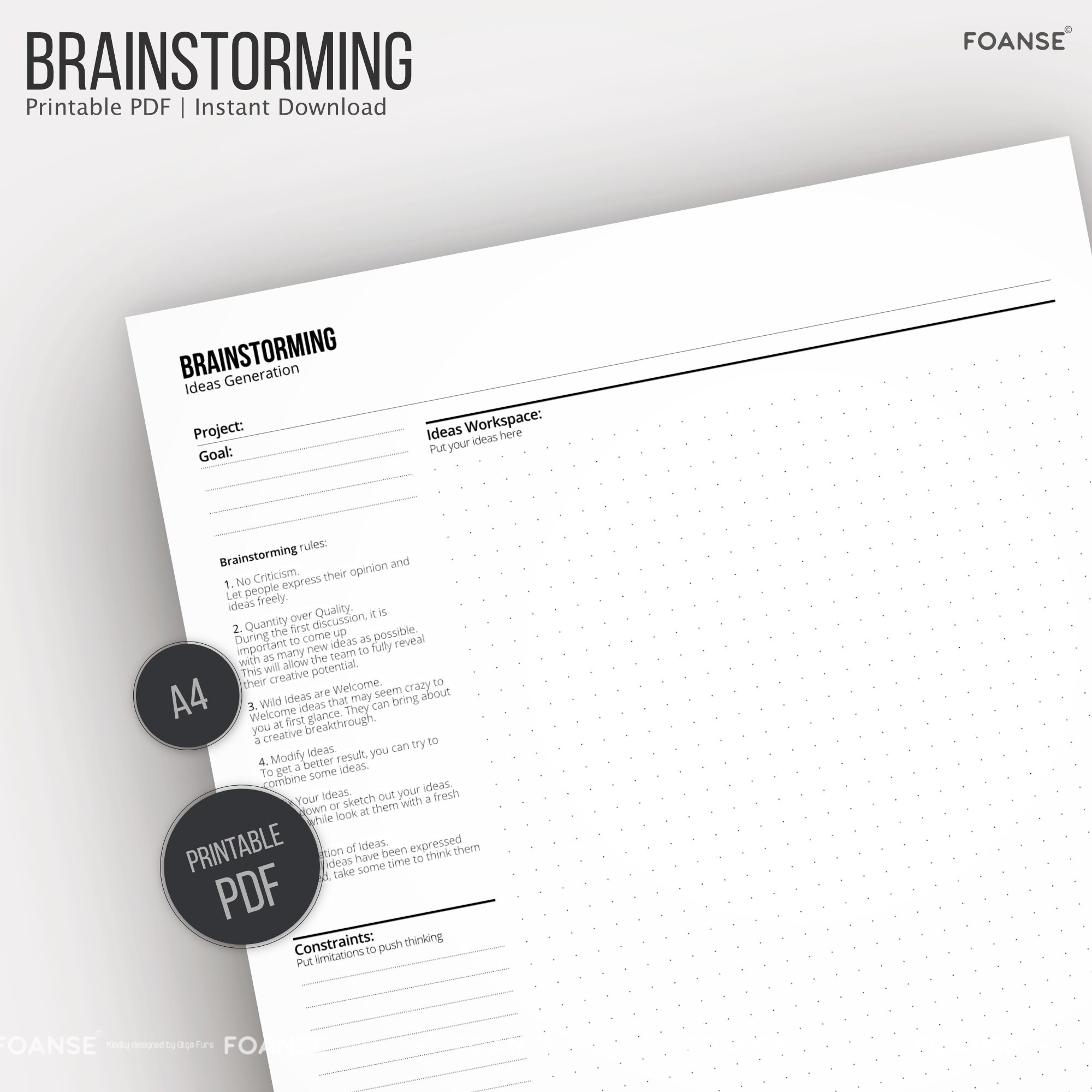 Brainstorming Planner, Idea Project Planner A4, Printable PDF - Etsy