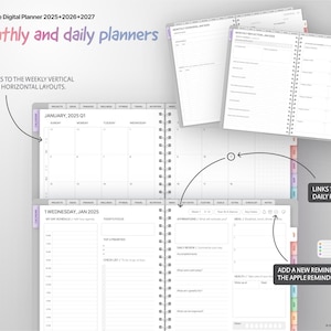 May include: A digital planner with a monthly and daily layout. The planner includes sections for projects, goals, finances, health, and notes. The planner is designed to help users stay organized and on track with their goals.