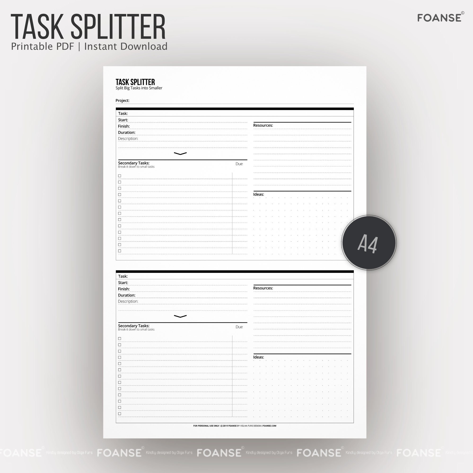 Project Planner Task Splitter Work Planner Student Planner - Etsy