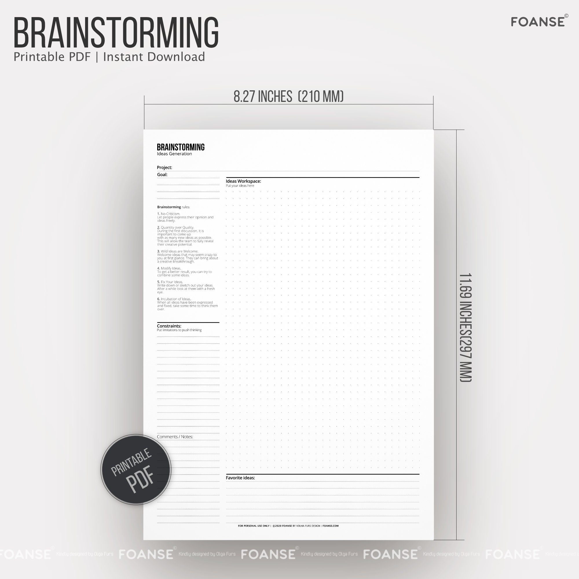 brainstorming-planner-idea-project-planner-a4-printable-pdf-etsy