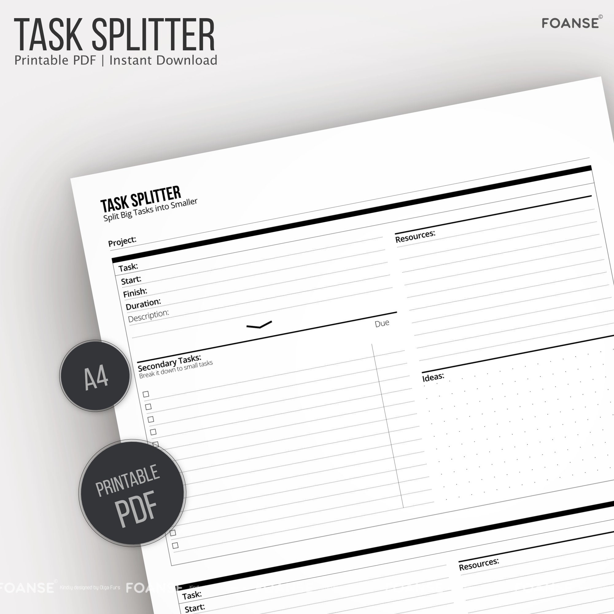 Task Divider Pages Project Planner Task Splitter Work Planner Student Planner - Etsy