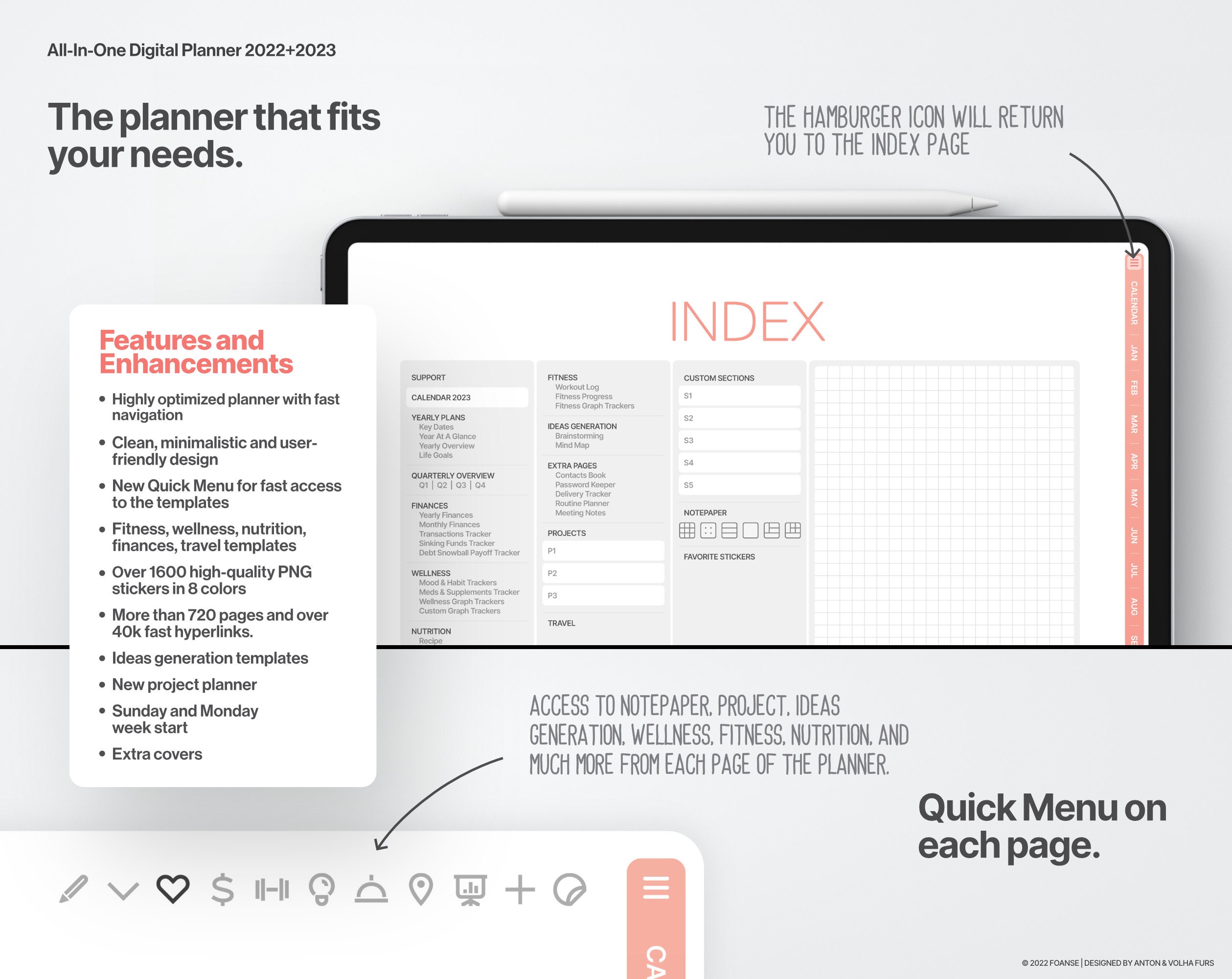 2023 Wellness Calendar All-In-One Digital Planner 2022 2023 Goodnotes And | Etsy Ireland