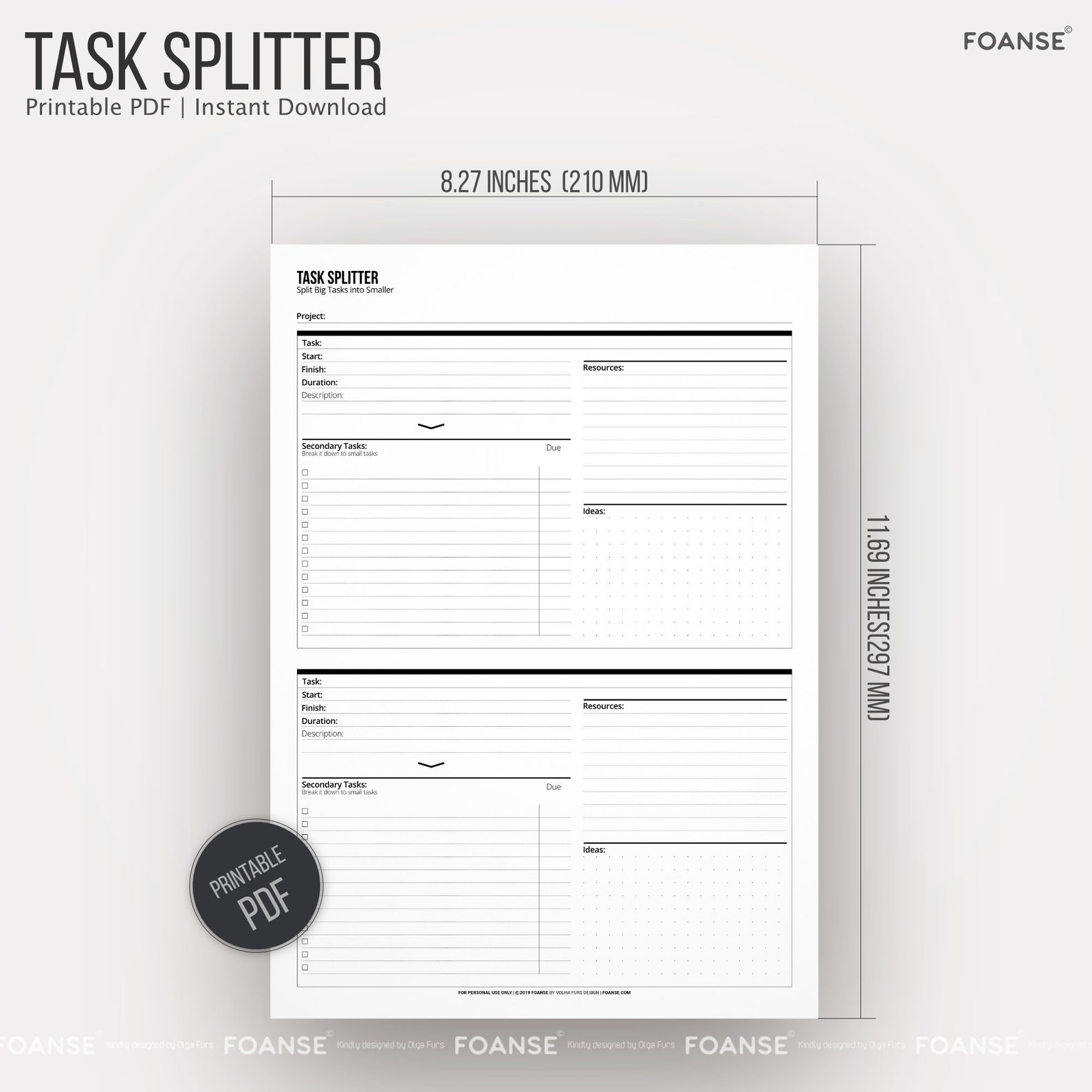 Task Divider Pages Project Planner Task Splitter Work Planner Student Planner - Etsy