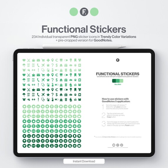 Digital Sticker Icons Goodnotes Stickers Individual PNG | Etsy