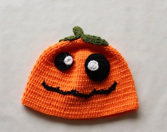 Crochet Baby Pumpkin Hat, Baby Halloween Hat for girls and boys