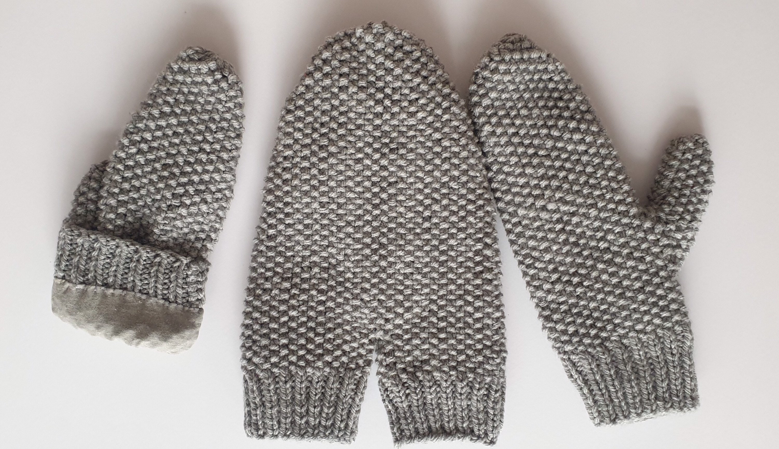 Couple Mittens in wool knitted cabled patterns in light Grey Etsy