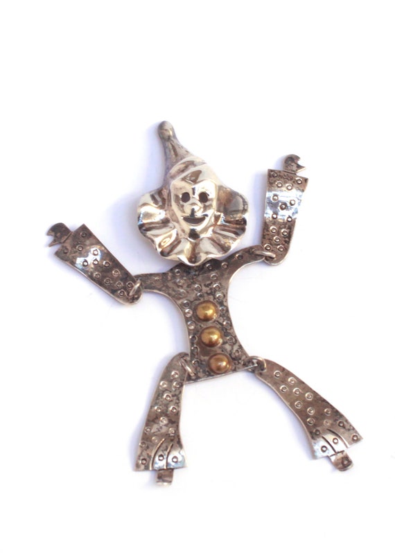 Taxco Whimsical Large Articulated Clown Sterling S