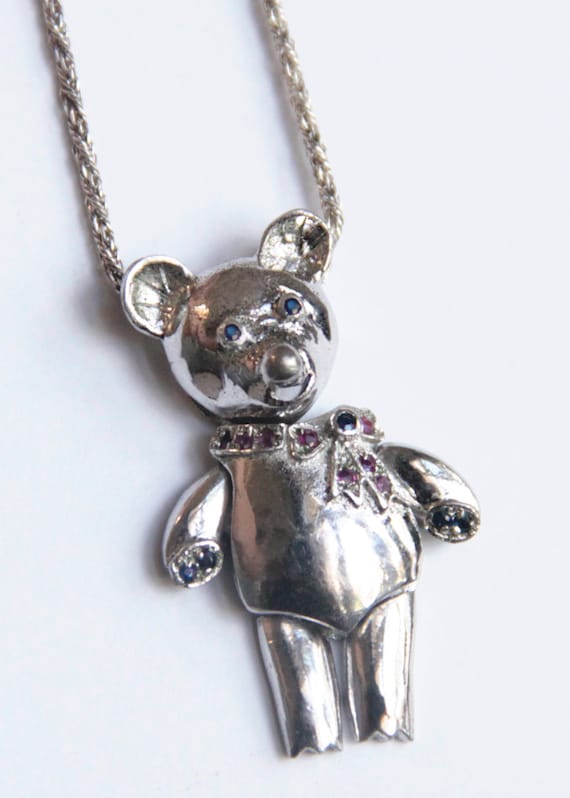 Sterling Silver Quirky Articulated Teddy Bear Pend