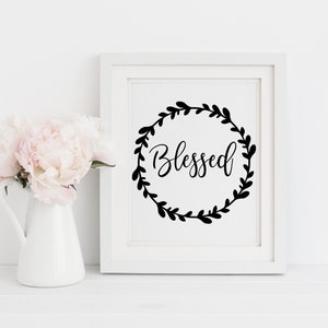 Minimalist- Blessed Wreath Art Printable INSTANT DOWNLOAD